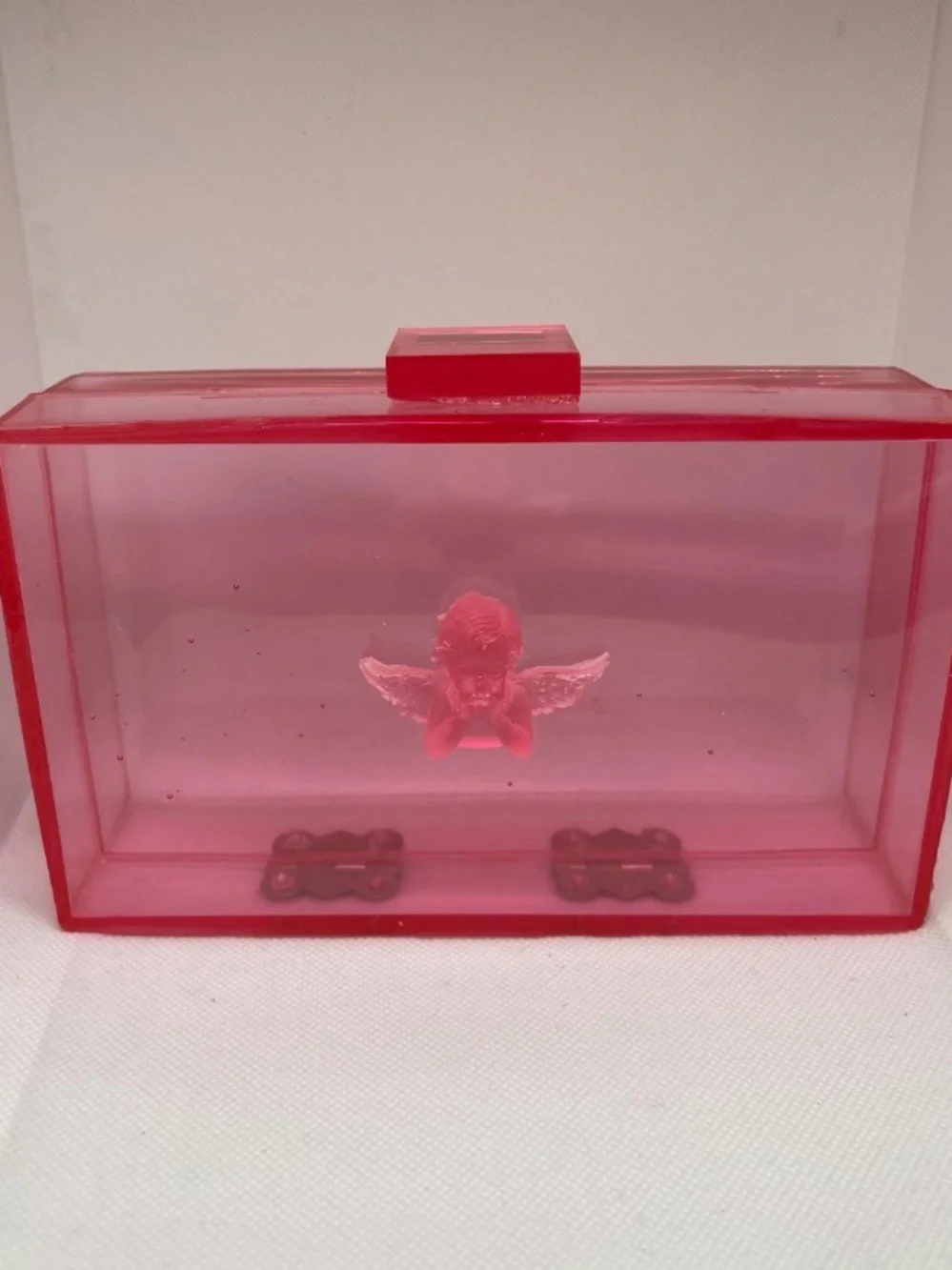 Transparent Ruby Cupid Cherub Angel Resin Clutch Handbag